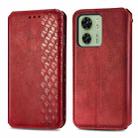 For Motorola Moto Edge 40 5G Cubic Grid Pressed Magnetic Leather Phone Case(Red) - 1