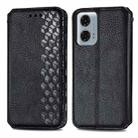 For Motorola Moto G24 Power 4G Cubic Grid Pressed Magnetic Leather Phone Case(Black) - 1