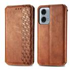 For Motorola Moto G24 Power 4G Cubic Grid Pressed Magnetic Leather Phone Case(Brown) - 1