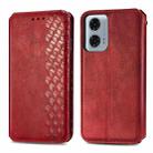 For Motorola Moto G24 Power 4G Cubic Grid Pressed Magnetic Leather Phone Case(Red) - 1