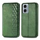 For Motorola Moto G24 Power 4G Cubic Grid Pressed Magnetic Leather Phone Case(Green) - 1