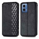 For Motorola Moto G34 5G Cubic Grid Pressed Magnetic Leather Phone Case(Black) - 1