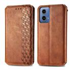 For Motorola Moto G34 5G Cubic Grid Pressed Magnetic Leather Phone Case(Brown) - 1