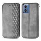 For Motorola Moto G34 5G Cubic Grid Pressed Magnetic Leather Phone Case(Grey) - 1