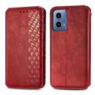 For Motorola Moto G34 5G Cubic Grid Pressed Magnetic Leather Phone Case(Red) - 1