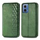 For Motorola Moto G34 5G Cubic Grid Pressed Magnetic Leather Phone Case(Green) - 1