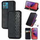 For Motorola Moto G84 5G Cubic Grid Pressed Magnetic Leather Phone Case(Black) - 1