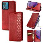 For Motorola Moto G84 5G Cubic Grid Pressed Magnetic Leather Phone Case(Red) - 1