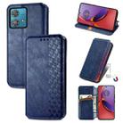 For Motorola Moto G84 5G Cubic Grid Pressed Magnetic Leather Phone Case(Blue) - 1