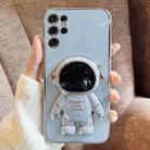 For Samsung Galaxy S23 Ultra 5G Electroplating Astronaut Holder Phone Case(Blue) - 1