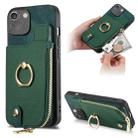 For iPhone 6 / 6s Cross Leather Ring Vertical Zipper Wallet Back Phone Case(Green) - 1