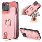 For iPhone 6 Plus / 6s Plus Cross Leather Ring Vertical Zipper Wallet Back Phone Case(Pink) - 1