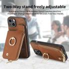 For iPhone 7/8 / SE 2022 Cross Leather Ring Vertical Zipper Wallet Back Phone Case(Brown) - 7