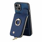 For iPhone 7 Plus / 8 Plus Cross Leather Ring Vertical Zipper Wallet Back Phone Case(Blue) - 3
