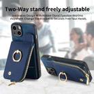 For iPhone 7 Plus / 8 Plus Cross Leather Ring Vertical Zipper Wallet Back Phone Case(Blue) - 7