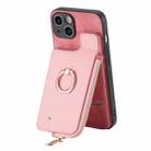 For iPhone X / XS Cross Leather Ring Vertical Zipper Wallet Back Phone Case(Pink) - 3