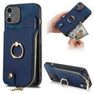 For iPhone XS Max Cross Leather Ring Vertical Zipper Wallet Back Phone Case(Blue) - 1