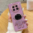 For Huawei Mate 50 Pro Electroplating Astronaut Holder Phone Case(Purple) - 1