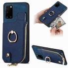 For Samsung Galaxy A21S Cross Leather Ring Vertical Zipper Wallet Back Phone Case(Purple) - 1