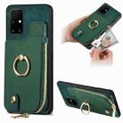 For Samsung Galaxy A71 5G Cross Leather Ring Vertical Zipper Wallet Back Phone Case(Green) - 1