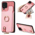 For Samsung Galaxy M53 5G Cross Leather Ring Vertical Zipper Wallet Back Phone Case(Pink) - 1