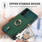 For Samsung Galaxy A31 Cross Leather Ring Vertical Zipper Wallet Back Phone Case(Green) - 6