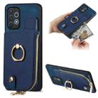 For Samsung Galaxy A72 4G/5G Cross Leather Ring Vertical Zipper Wallet Back Phone Case(Purple) - 1