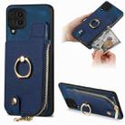 For Samsung Galaxy M62/F62 Cross Leather Ring Vertical Zipper Wallet Back Phone Case(Purple) - 1