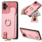 For Samsung Galaxy A05 Cross Leather Ring Vertical Zipper Wallet Back Phone Case(Pink) - 1