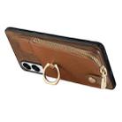For Samsung Galaxy S25 Edge 5G Cross Leather Ring Vertical Zipper Wallet Back Phone Case(Brown) - 3