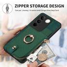 For vivo S16 Cross Leather Ring Vertical Zipper Wallet Back Phone Case(Green) - 7