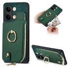 For OPPO Reno9 Cross Leather Ring Vertical Zipper Wallet Back Phone Case(Green) - 1