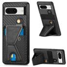 For Google Pixel 8 Carbon Fiber Wallet Flip Card K-shaped Holder Phone Case(Black) - 1