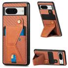 For Google Pixel 8 Carbon Fiber Wallet Flip Card K-shaped Holder Phone Case(Brown) - 1