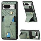 For Google Pixel 8 Carbon Fiber Wallet Flip Card K-shaped Holder Phone Case(Green) - 1