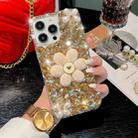 For iPhone 15 Pro Max Sunflower Holder Hand-set Diamond PC Phone Case(Gold) - 1