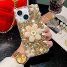 For iPhone 14 Plus Sunflower Holder Hand-set Diamond PC Phone Case(Gold) - 1