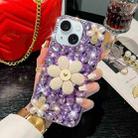 For iPhone 14 Plus Sunflower Holder Hand-set Diamond PC Phone Case(Purple) - 1