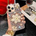 For iPhone 11 Pro Max Sunflower Holder Hand-set Diamond PC Phone Case(Pink) - 1