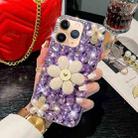 For iPhone 11 Pro Sunflower Holder Hand-set Diamond PC Phone Case(Purple) - 1