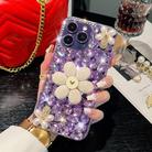 For iPhone 16 Pro Sunflower Holder Hand-set Diamond PC Phone Case(Purple) - 1