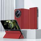For OPPO Find N3 Plain Leather Case-film Integral All-inclusive Phone Case with Holder(Red) - 1
