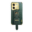 For Xiaomi Redmi Note 13 Electroplated Wrist Strap Crocodile Leather Back Phone Case(Green) - 1