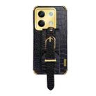 For Xiaomi Redmi Note 13 Electroplated Wrist Strap Crocodile Leather Back Phone Case(Black) - 1