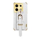 For Xiaomi Redmi Note 13 Pro 4G Electroplated Wrist Strap Crocodile Leather Back Phone Case(White) - 1