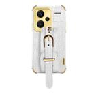 For Xiaomi Redmi Note 13 Pro+ Electroplated Wrist Strap Crocodile Leather Back Phone Case(White) - 1
