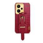 For Xiaomi Redmi Note 13 Pro+ Electroplated Wrist Strap Crocodile Leather Back Phone Case(Red) - 1