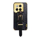 For Xiaomi 14 Electroplated Wrist Strap Crocodile Leather Back Phone Case(Black) - 1