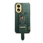 For OPPO A38 Electroplated Wrist Strap Crocodile Leather Back Phone Case(Green) - 1