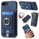 For iPhone 6 Plus / 6s Plus Retro Splitable Magnetic Card Bag Leather Phone Case(Blue) - 1